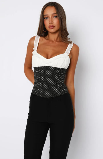 Angel Wings Bustier Ivory/Polka Dot | Women’s Fashion Top