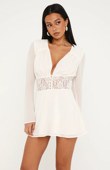 One And Only Long Sleeve Mini Dress Off White | Women's Dress