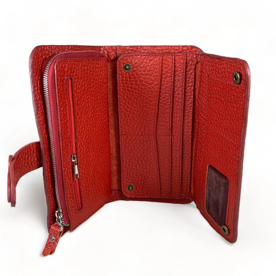 LeatherLuxe Red Leather Clutch – Women's Wallets Collection