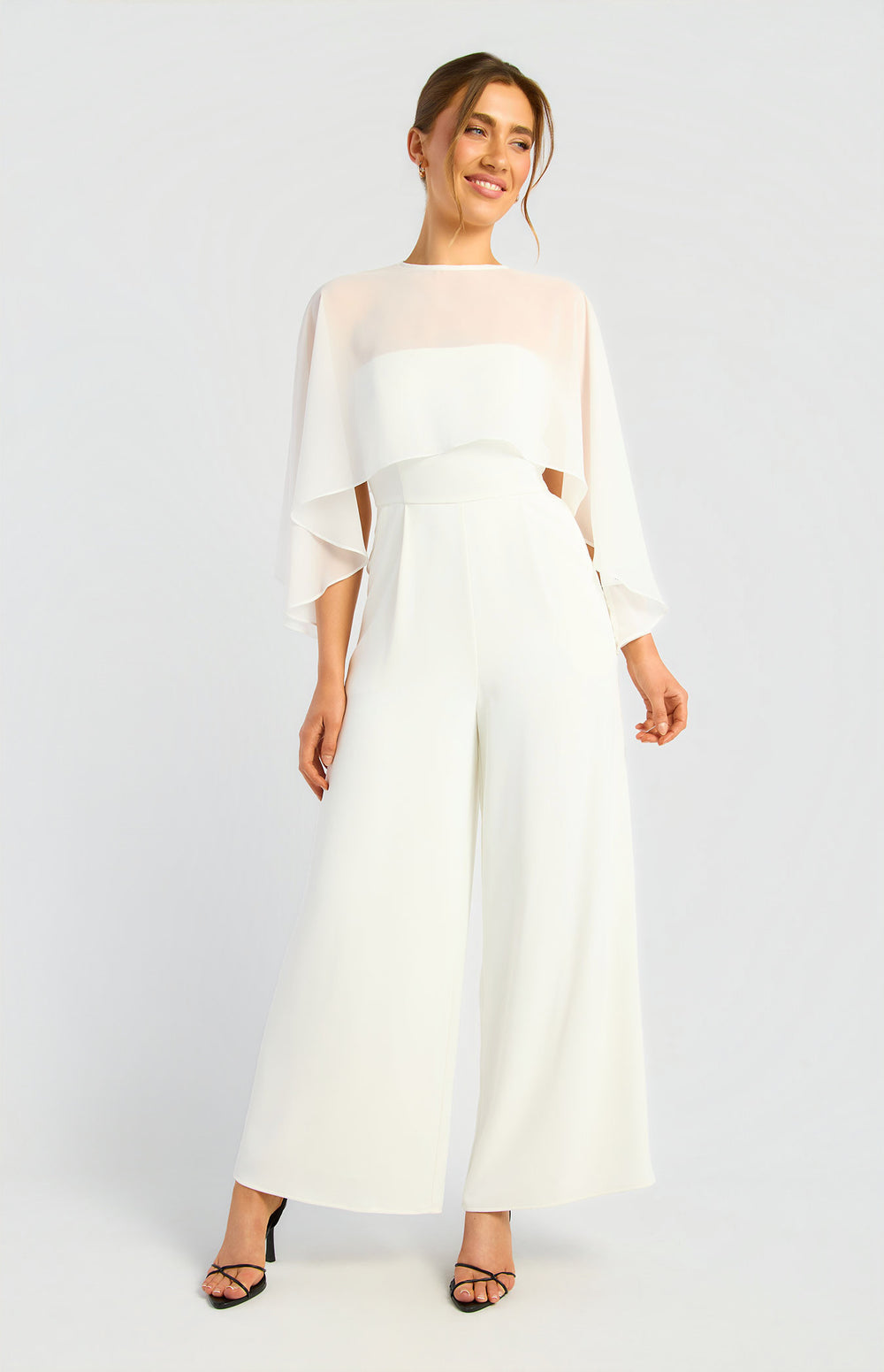 Removeable Sheer Cape Details With Shirred Back (SJP645A)