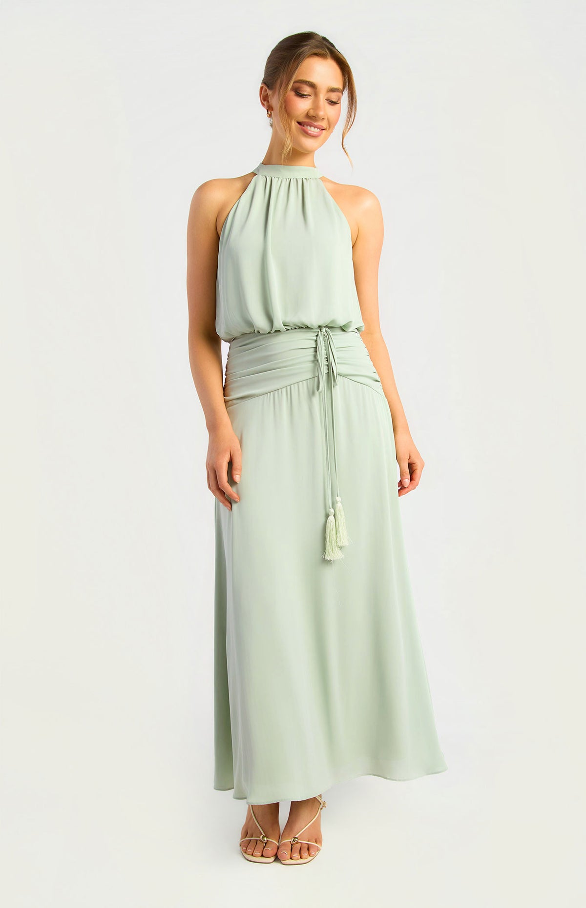 Bubble Waist Tassel Detail Maxi Dress (SDR2017A)