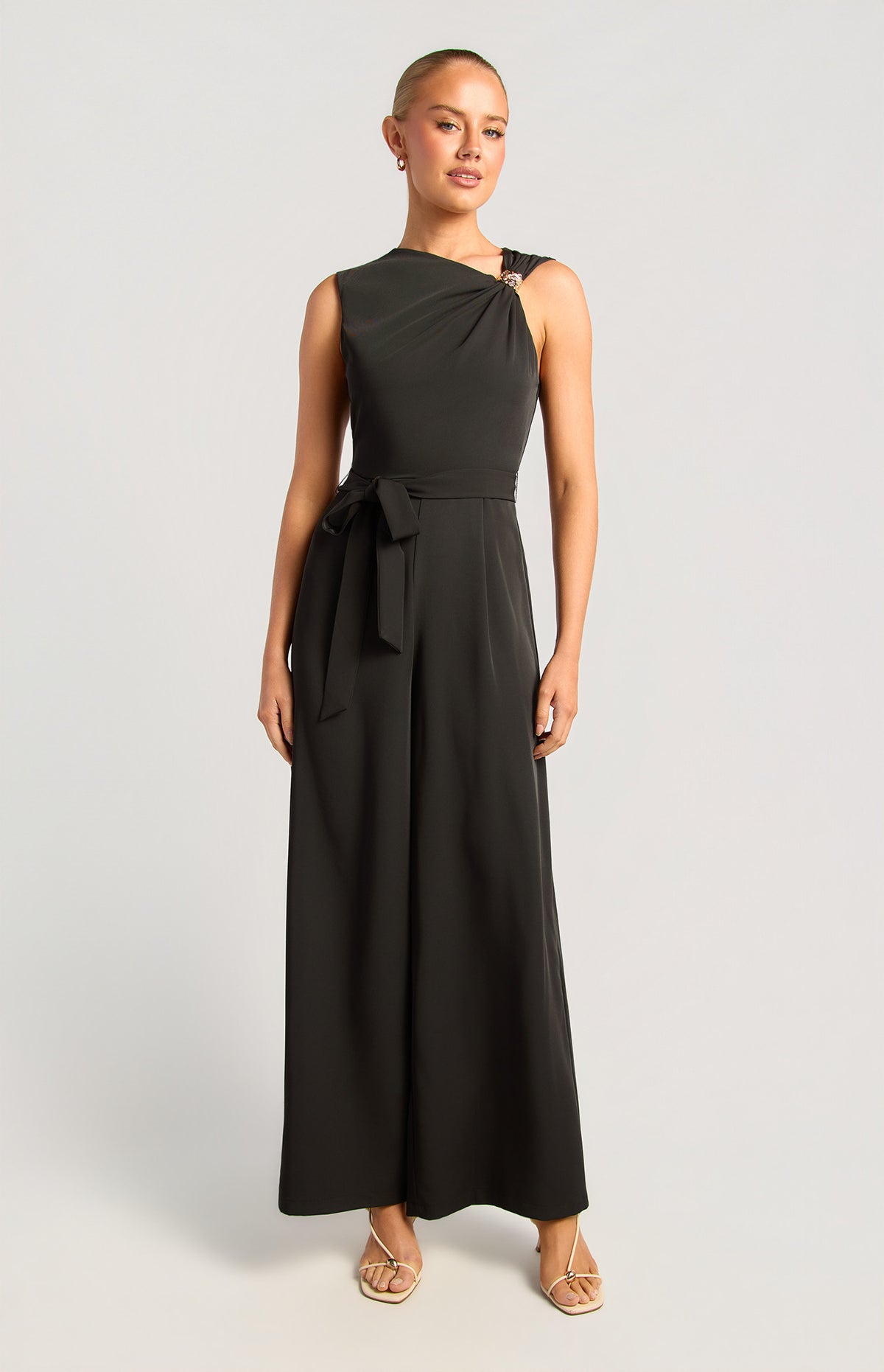Front Pleat Jumpsuit With Gold Buckle Detail (SJP630A)