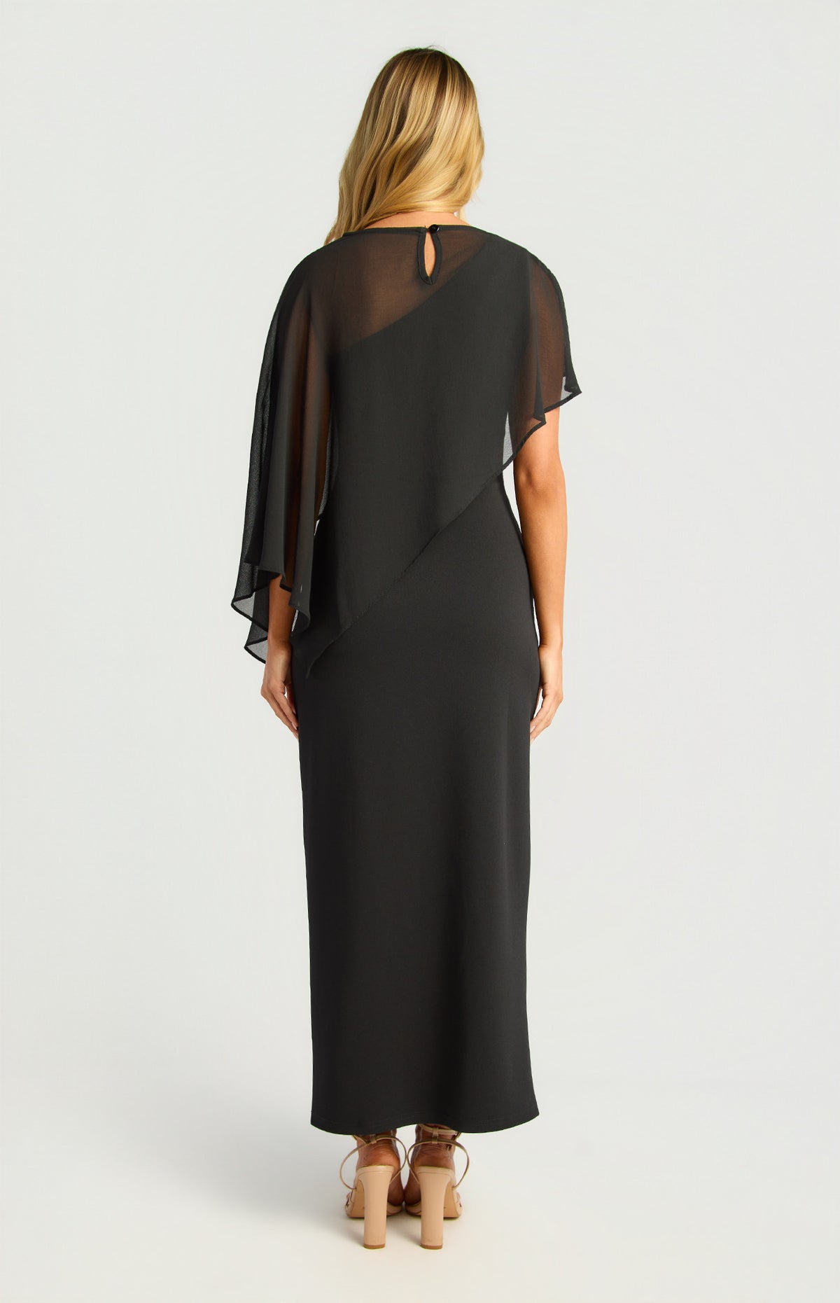 Chiffon Cape One Shoulder Dress (SDR1978A)
