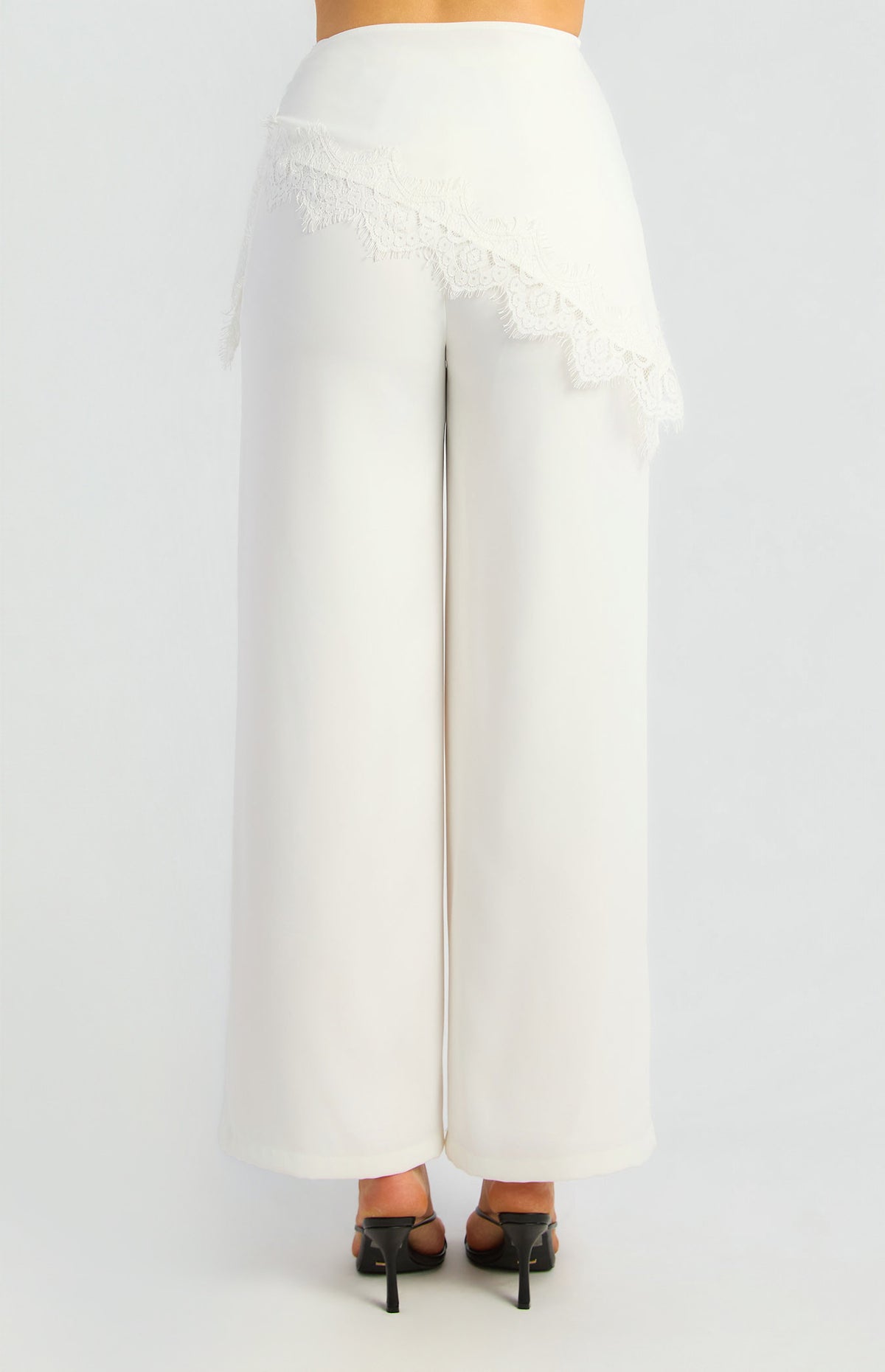 Detachable Lace Trim Triangle Waist Scarf Wide Leg Pants (WPA396B)