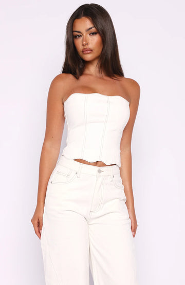 Breaking Even Denim Top Off White | Women's Denim Top