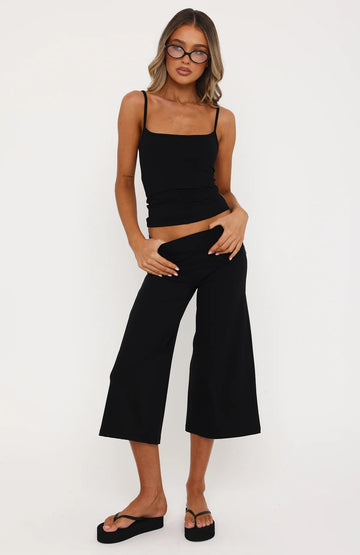 Can't Go Wrong Wide Leg Capri Black | Women's Cropped Pants