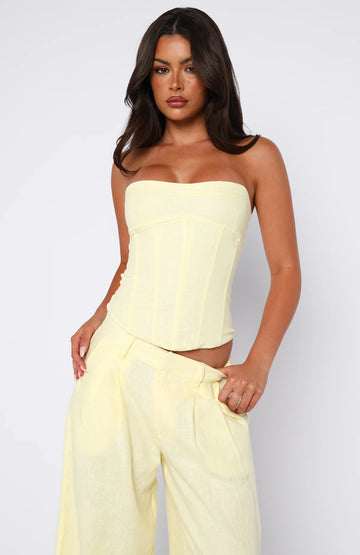 Downtown Pulse Strapless Bustier Lemon | Women's Bustier Top