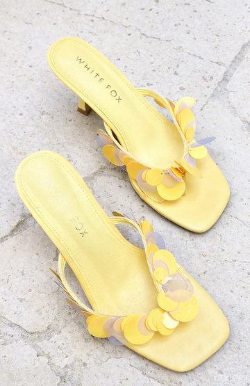 Imogen Sequin Mules Lemon | Women's Sequin Mules