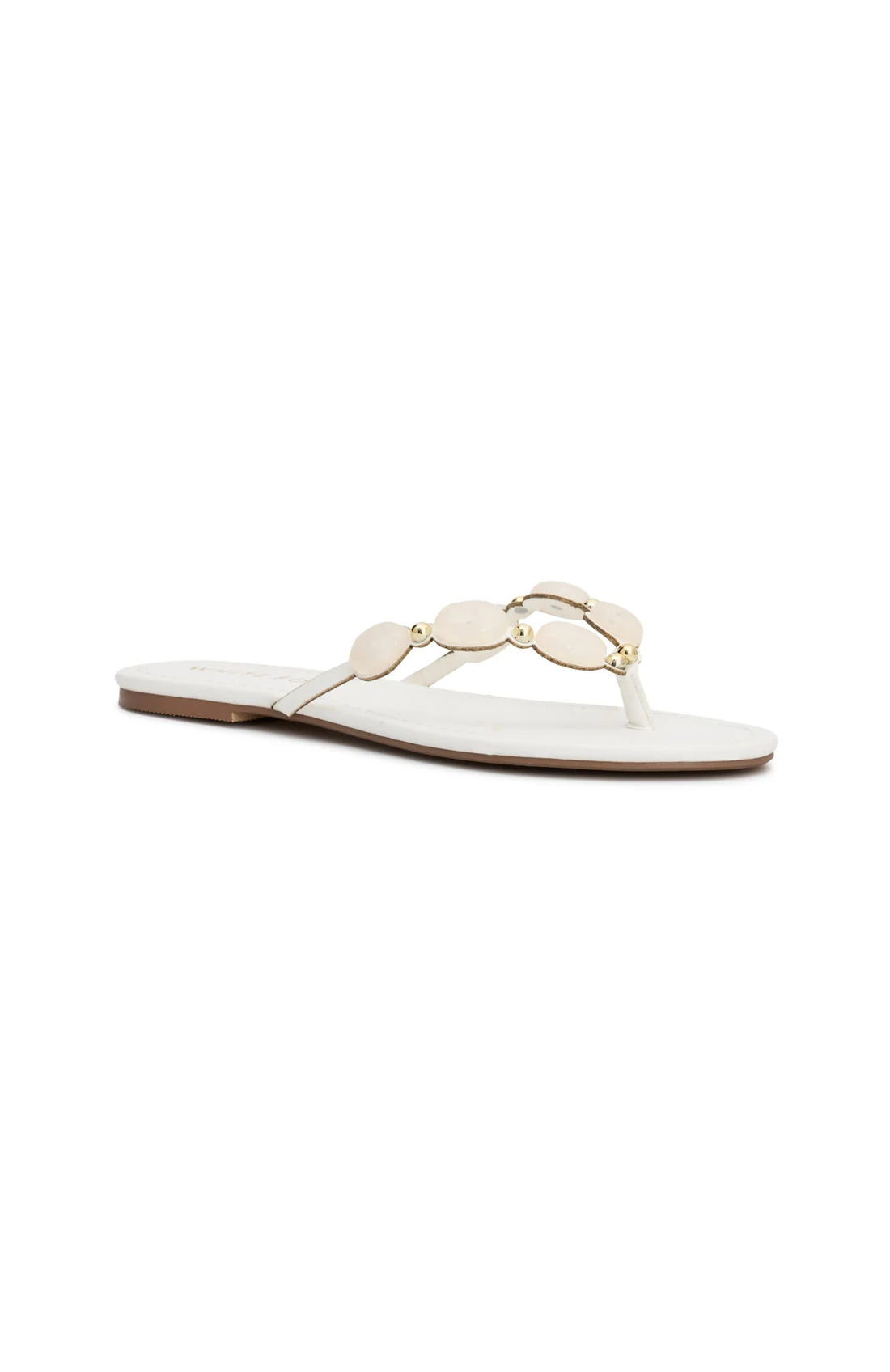 Kira Beaded Thong Sandals White | Women's Summer Sandals