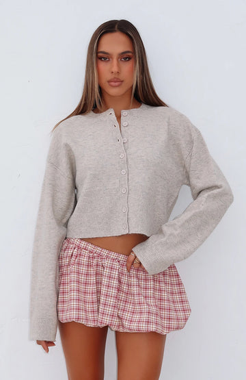 Make Me Happy Knit Cardigan Beige | Stylish Women's Cardigan
