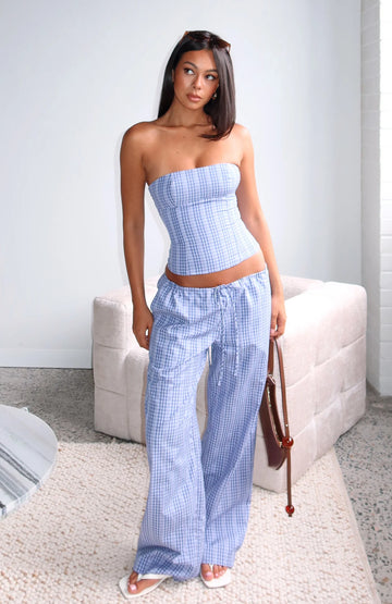 Promise Me This Pants Navy Check | Stylish Women's Check Pants