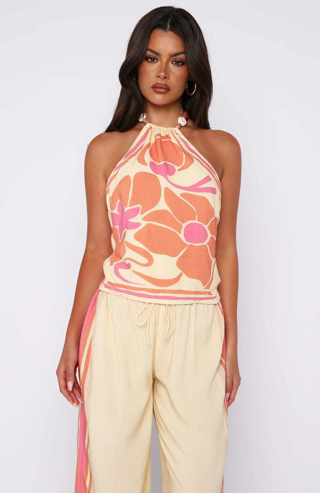 Tropic Muse Halter Top Lemon Symphony | Women's Top