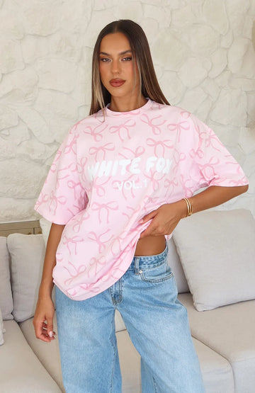 Vol. 1 Oversized Tee Posy Bow | Stylish Women's Graphic Tee